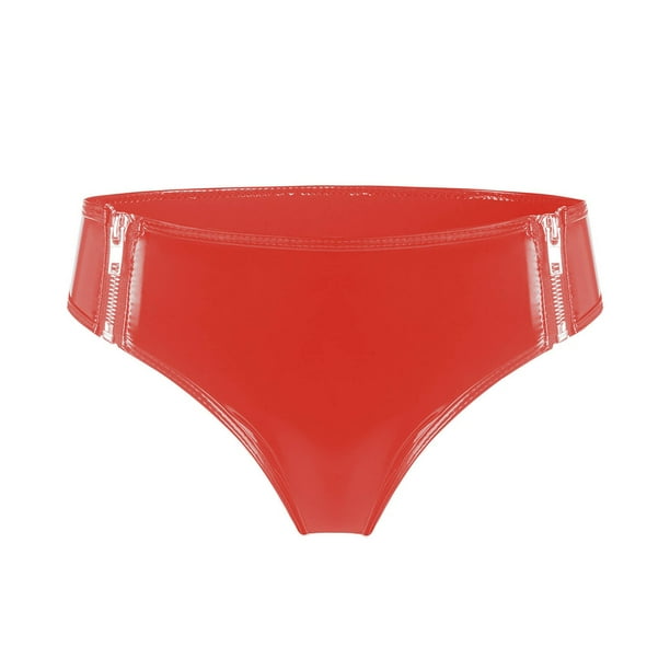 MKLEKYY Pantalones Cortos Deportivos para Mujer, de Cuero Brillante, Sexys, con Cremallera y Abertura.