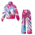 thumbnail image 6 of Uorisanigo Women Fall 2 Piece Outfits Sweatsuits Long Sleeve Sweatshirt Wide Leg Pants Mock Neck Tracksuit Rose Pink Tie Dye Lounge Sets Oversized Sportswear Plus Size Jogger Set for Teen Girls, 6 of 8