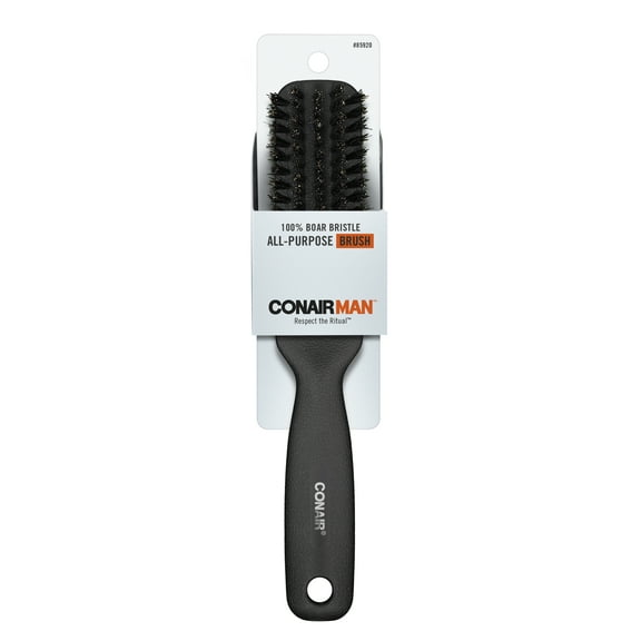 Conair Man Boar Bristle All-Purpose Hair Brush, Black