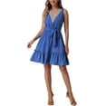 thumbnail image 2 of INSPIRE CHIC Women's Ruffled Hem Waist Strap V Neck Sleeveless Bohemia Midi Dress, 2 of 6