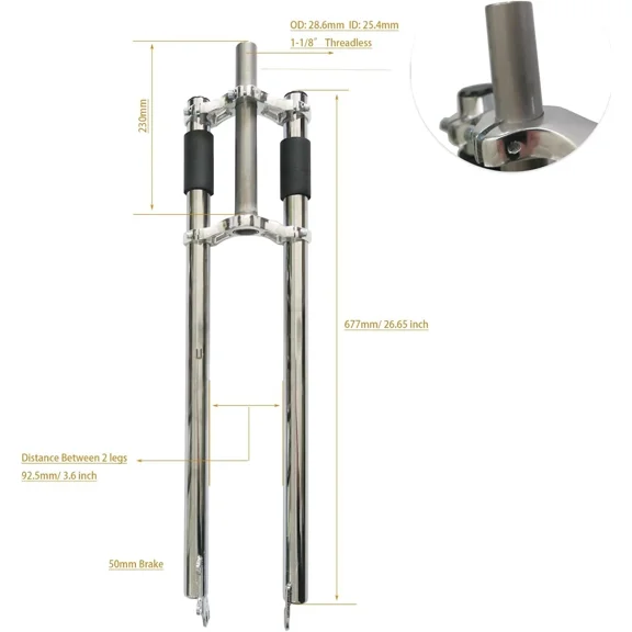 DONSP1986 Bicycle/Bike Fork 26" Non-Suspension Tripe Tree Fork Gas Motorized Bike
