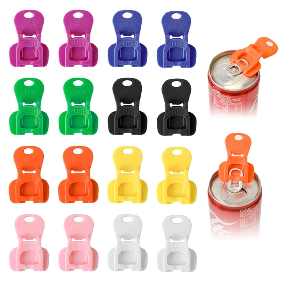 16 Pcs Can Opener Leak-Proof Drink Covers, Easy Soda & Beer Can Opener, Reusable Protector Caps Kitchen Gadget Accessories (1.38x2 Inch)