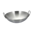 thumbnail image 3 of Wok de acero inoxidable, batería de cocina multiusos, sartén plateada de fondo plano para freír, guisar y cocinar , inducción eléctrica Diámetro 24cm, 3 of 9
