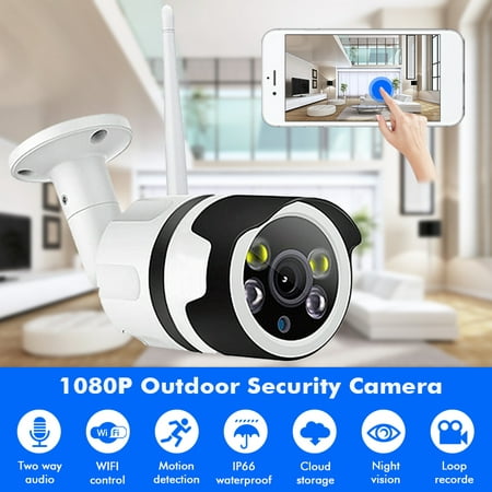 AUGIENB Security IP Camera Home 1080P Weatherproof CCTV Camera Two-Way Audio Surveillance Kit Wireless Supporting Cloud Service Baby Home Security Monitor Moving Detect Night