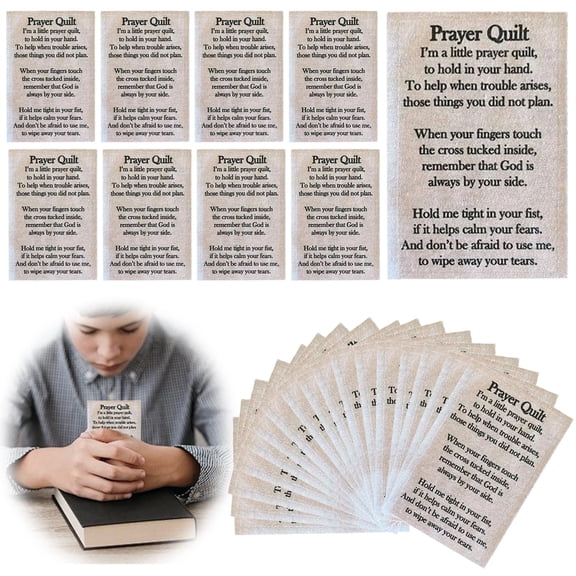 25 Pcs Prayer Quilt Text Panel - Inspirational Christian Fabric Squares for Pocket Prayer Quilts, Sewing Projects & Church Gifts