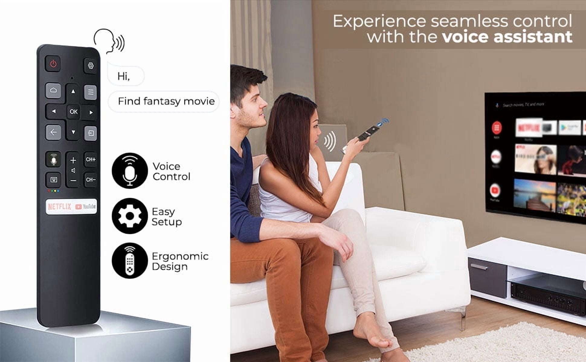 Replacement Voice Remote for TCL Android TV and TCL Google TV