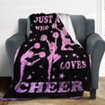 thumbnail image 2 of Just A Girl Who Loves Cheer Throw Blanket 80"X60" Soft Flannel Blankets for Bed Couch Plush Cozy Blanket for Adults Kids Micro Fleece Throws, 2 of 6