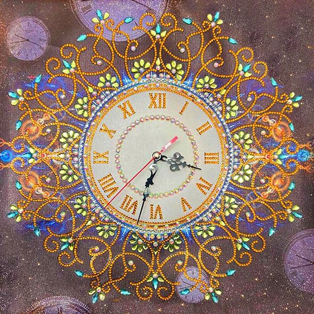 DIY Diamante en Forma Especial Diamante Parcial Sala Estar DIY Diamante Pintura Filigrana Reloj Tipo 35*35cm DZ507