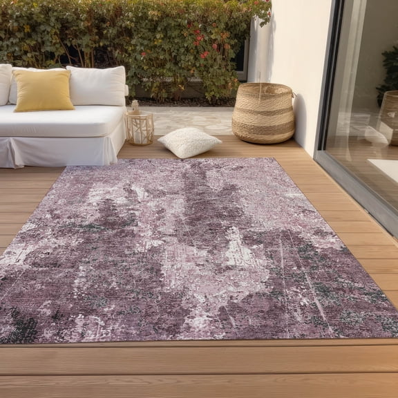 Addison Rugs Machine Washable Indoor/ Outdoor Abstract Imprints Chantille Rug 10' x 14' - Pink