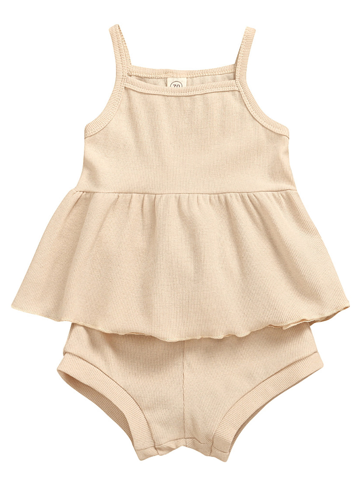 Newborn Baby Girls Summer Clothes Short Sleeve Ruffle T-Shirt Tops Drawstring Shorts Sets Infant Outfit