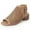 Taupe Vegan Leather, variant on J. Adams Booties for Women - Comfortable Peep Toe Low Block Heel Tracy Bootie - Perforated Design with Zipper Closure