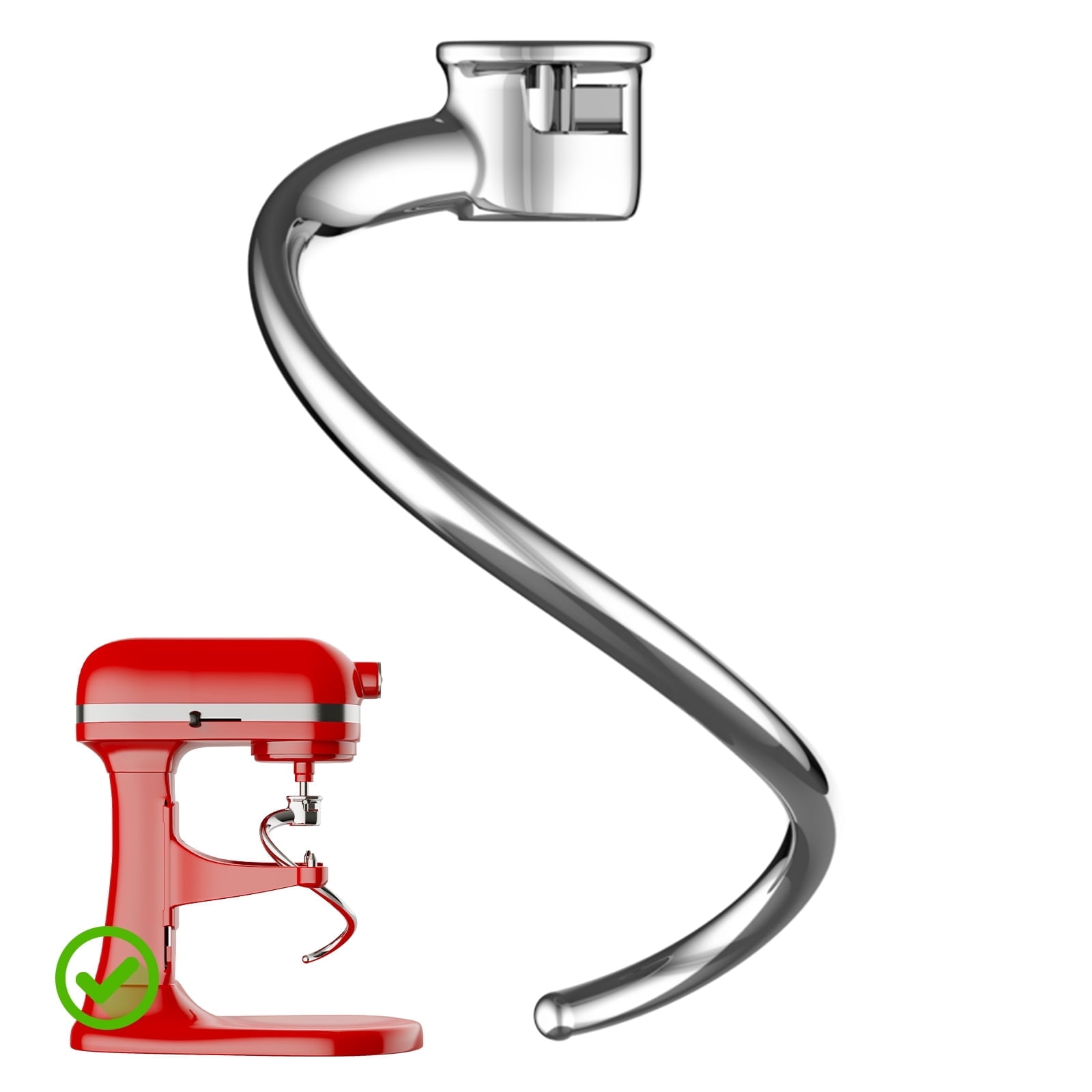 TOCOKEID Stainless Steel Spiral Dough Hook for KitchenAid 5Plus & 6QT Bowl-Lift Stand Mixer