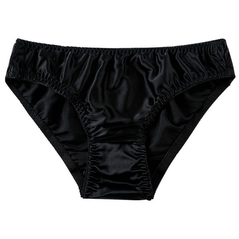 Women Silk-like Satin Panties Bikini Underwear Breathable Solid