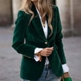thumbnail image 5 of Womens Velvet Blazer Vintage Button Long Sleeve Jacket Casual Lapel Open Front Cardigan Business Office Suit Jacket Green S, 5 of 5