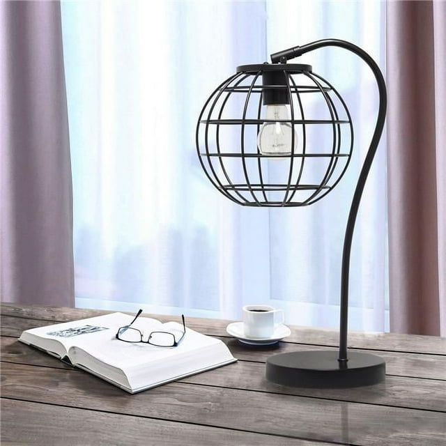 All the Rages LHT-5061-BK Lampe de Table en Métal Arqué Lalia, Noir