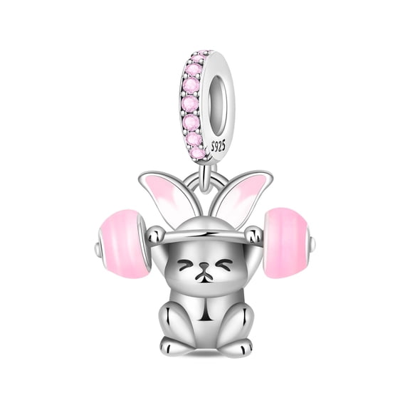 Silver Plated Fitness Rabbit Charm Bead for Bracelet Making
