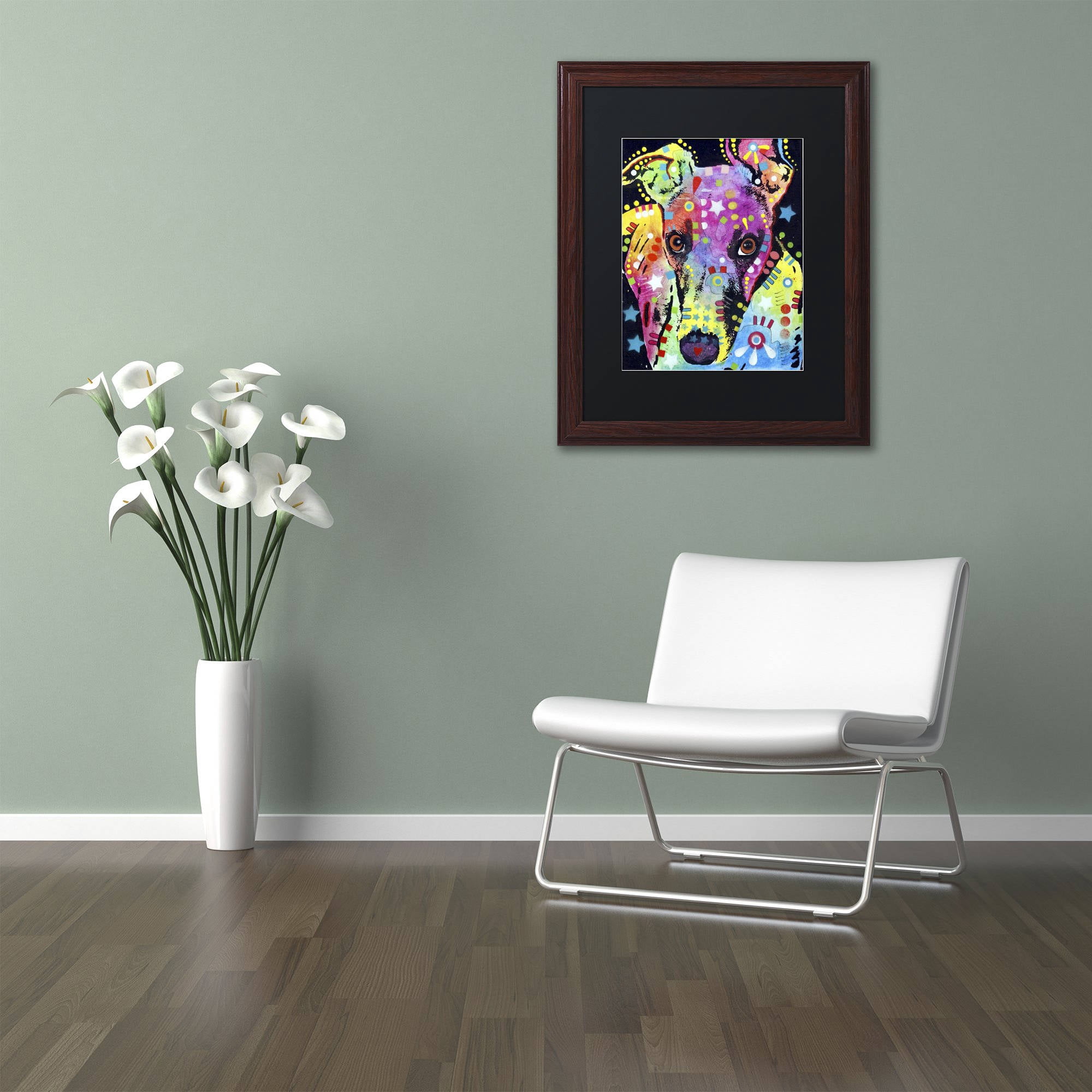 Trademark Fine Art 'Whippet' Canvas Art by Dean Russo, Black Matte, Wood Frame