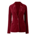 thumbnail image 2 of Noarlalf Velvet Tops for Women Velvet Shirt Women Women's Velvet Solid Colour Fashion Casual Top Jacket Womens Blazer Red M, 2 of 4