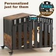 thumbnail image 4 of POAO 31"Heavy Duty Dog Crate Furniture with 360°Wheels,Dog Kennel Indoor for Small Dogs,Wooden Dog Cage with Feeding Window &Name Tag,Brown, 4 of 10