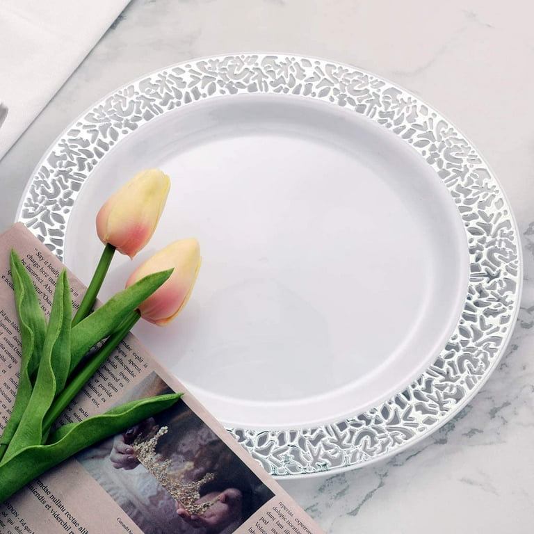 350Pcs Plastic Plates with Disposable Silverware and Cups, Include: 50  Dinner Plates, 50 Dessert Plates, 50 Cups, 50 Packed In - AliExpress