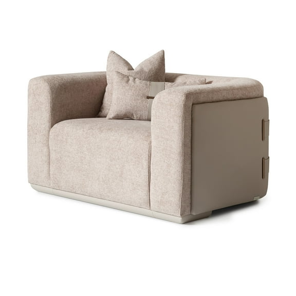 Michael Amini Canberra Chenille Chair and a Half - Mink/Light Ash