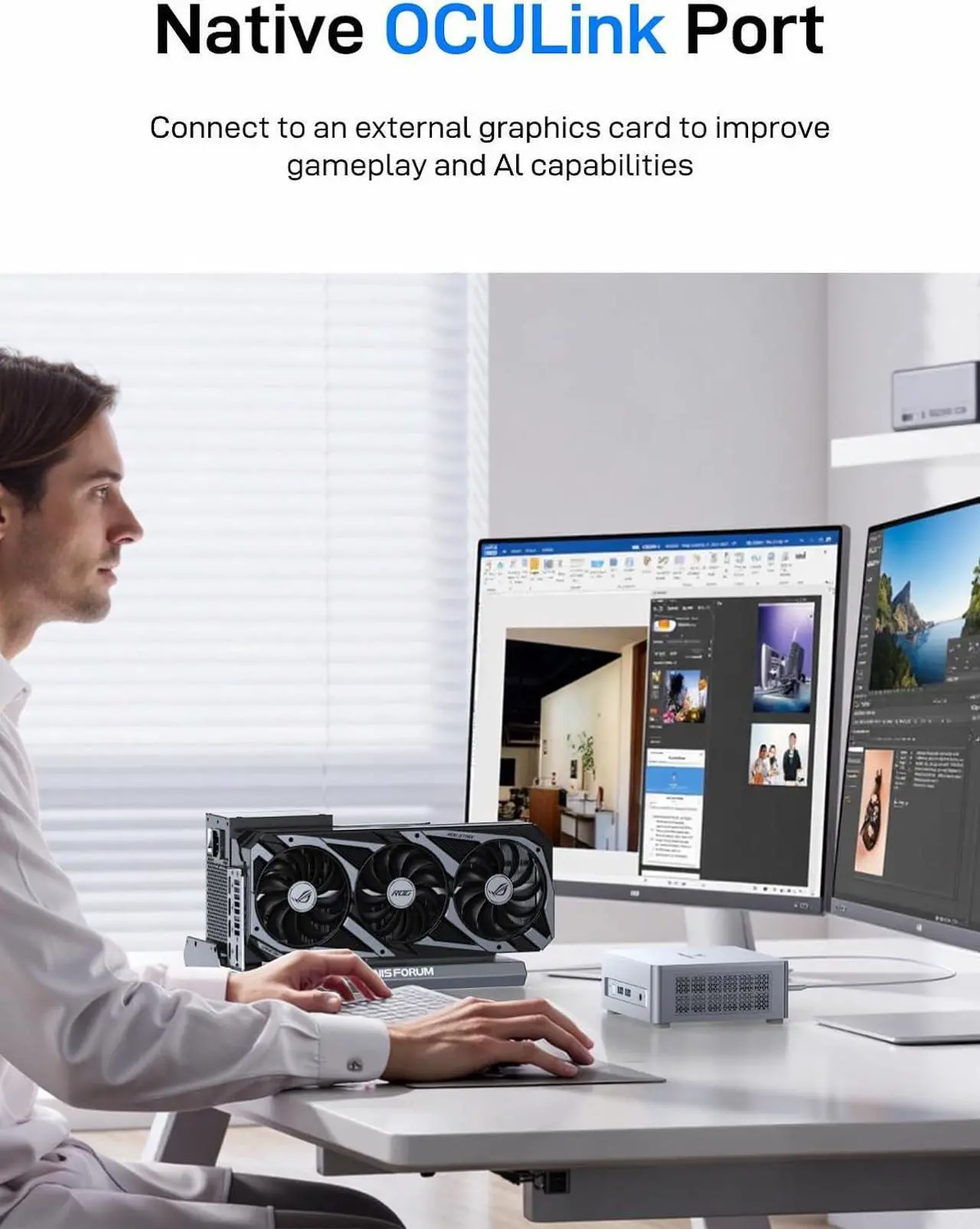 MINISFORUM UM880 Plus Mini PC AMD Ryzen 7 8845HS Desktop Computer Barebone Without Storage/OS, HDMI/DP/USB4 8K@60Hz Output, 2.5G RJ45 Port, Oculink Port, 4xUSB Port Micro Compute