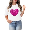 thumbnail image 4 of Rciityk Valentines Day Short Sleeve Tops for Women Fashion Casual Round Neck Love Heart Printed Tee Shirt Summer Loose Crew Neck T-Shirt Tops, 4 of 4