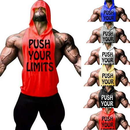 - Gym Hot Men Clothing Hoodie Stronger Bodybuilding Tank Top hooded Muscle Shirt M-XXL