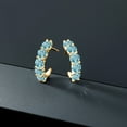 thumbnail image 4 of Gem Stone King 5.00 Ct Round Blue Zircon 18K Yellow Gold Plated Silver Open Earrings for Women, 4 of 4