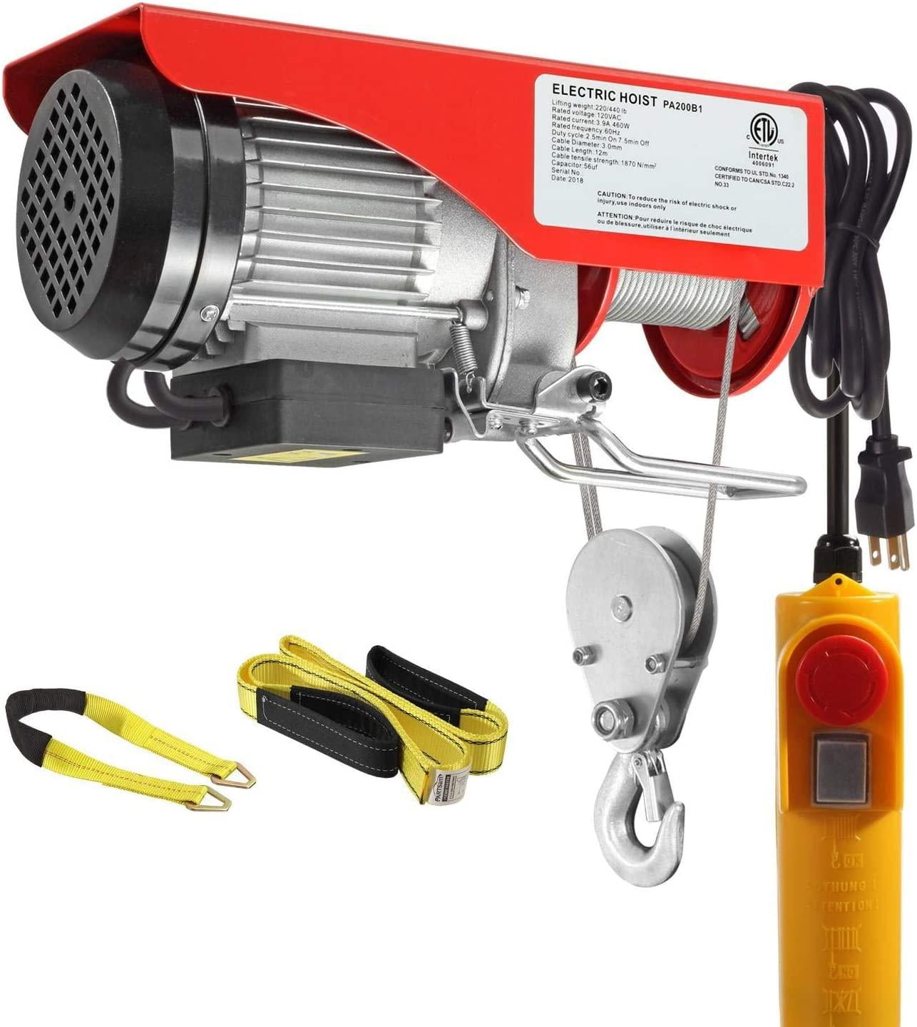 Details about   VEVOR 3-in-1 Electric Hoist Winch Portable Crane 1100lbs 25ft w/ Remote Control 