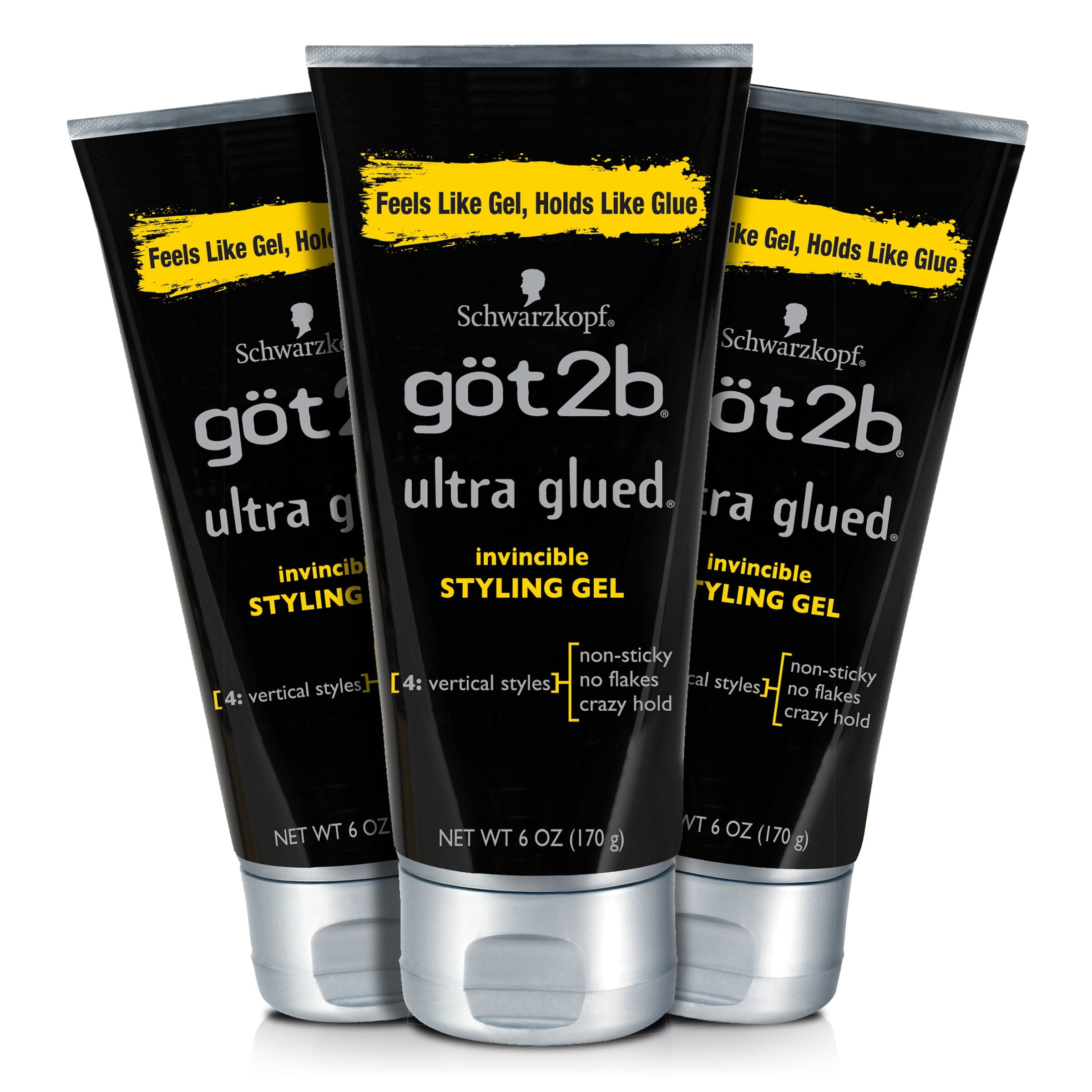 Got2b Ultra Glued Invincible Styling Hair Gel, 6 oz (Count of 3) -  