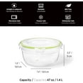 thumbnail image 2 of WWS-LocknLock Easy Match Plastic Round Container - 47oz/1.4L - Airtight, Leakproof & Nestable - 4-Sided Locking Lid, 2 of 4