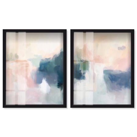 Ethereal Aim Abstract Pair Shadowbox Print Abstract Wall Art Set by Art Remedy, Black Frame, 16 x 20