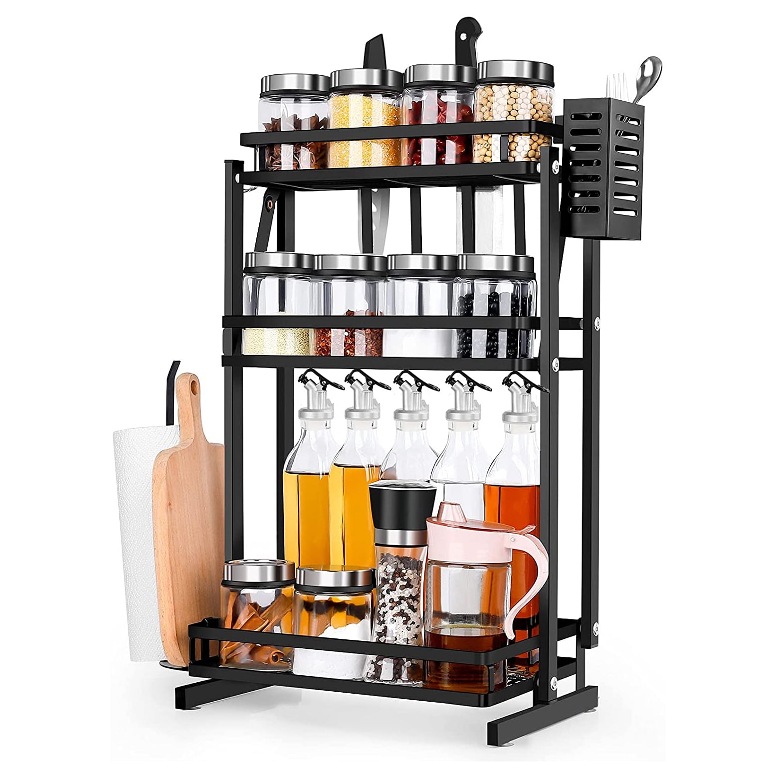 Buy 3Tier Metal Spice Rack Organizer, Folding Seasoning Jars Shelf