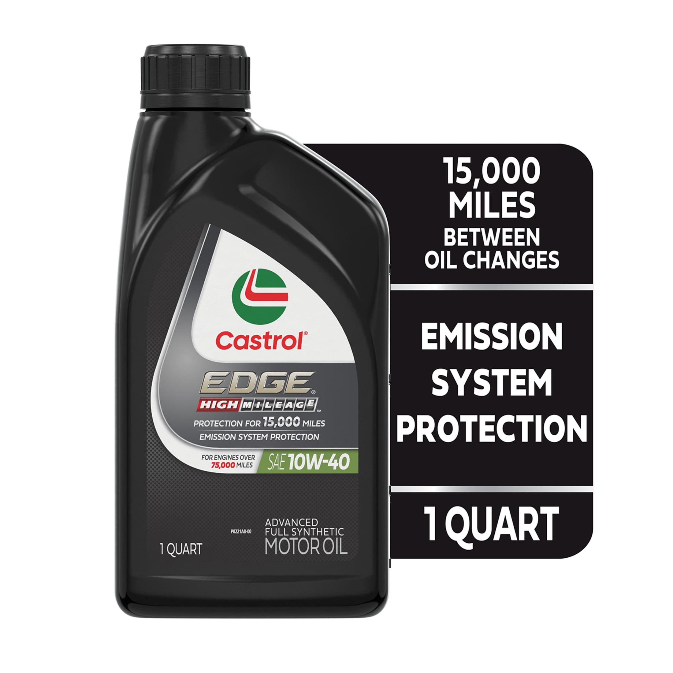 Castrol EDGE High Mileage 10W-40 Advanced Full Synthetic Motor Oil, 1 Quart