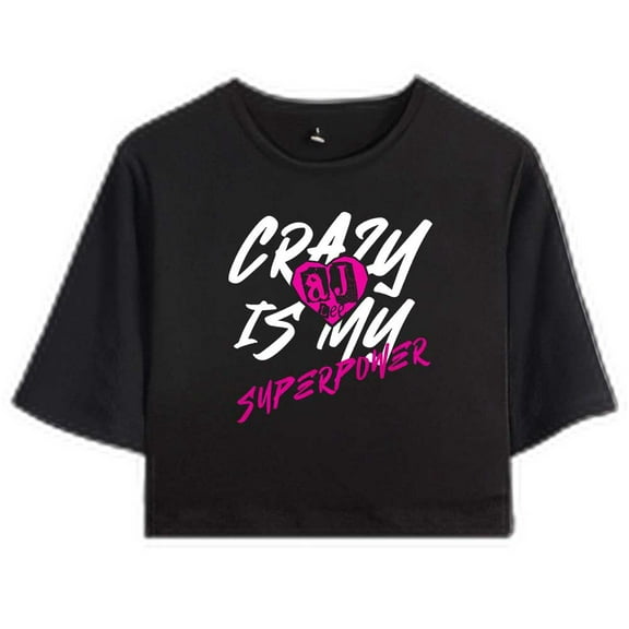 AJ Lee Merch Crazy Is My Superpower T-Shirt For Women&Girls Midriff Short Sleeve Summer Clothing Vest Tee