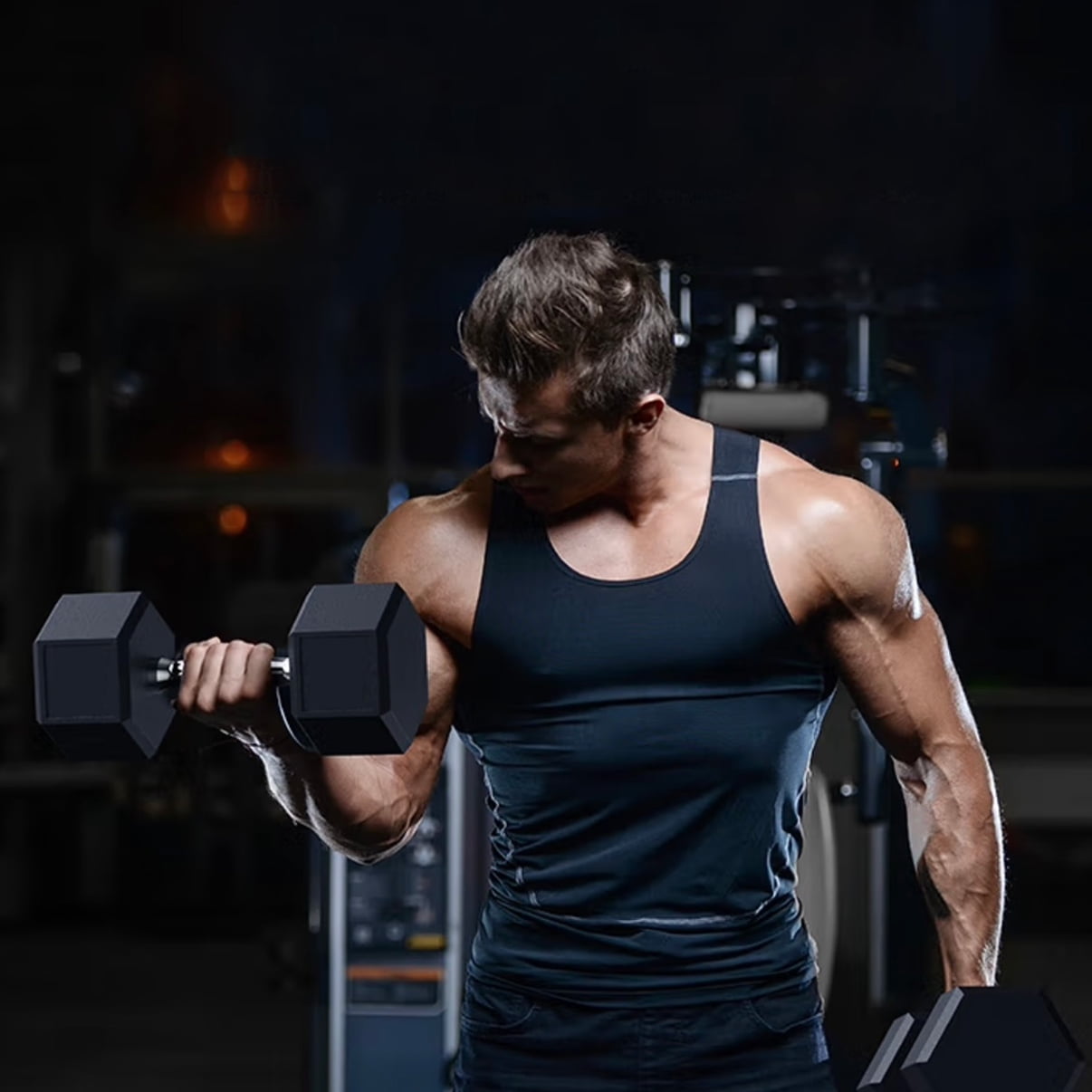 Hex Dumbbell Set with Rack - 350 lbs Total, 10-50 lbs Rubber Coated Hand Weights for Home Gym, Strength Training Fitness Equipment for Men & Women, Non-Roll Design