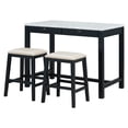 thumbnail image 5 of Modern Bar Table and Chairs Set, Rectangular Counter Height Pub Table With Storage Drawers And Padded Stools For Small Space, Solid Wood Frame, 5 of 9