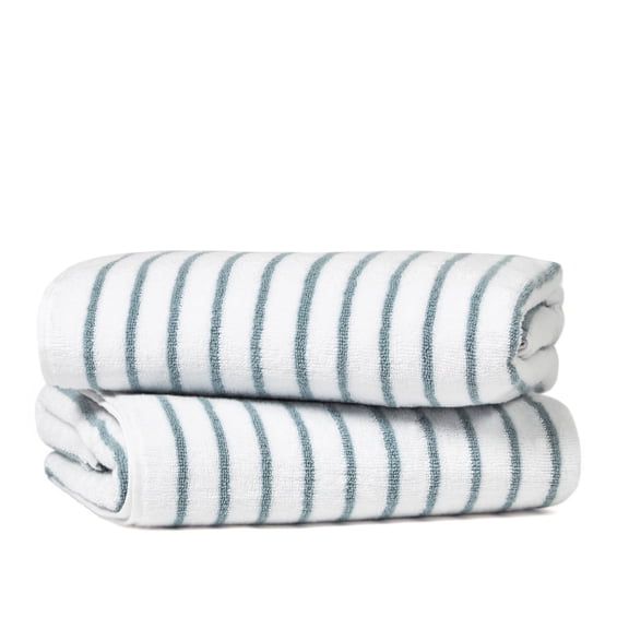 Noble Linens 2 pack Striped Cotton Cabana Beach and Pool Towels