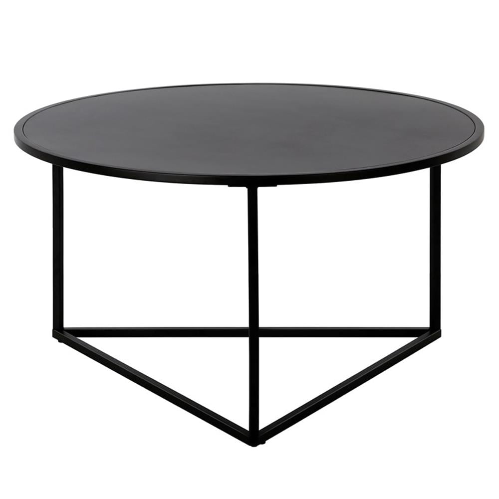 Evelyn&Zoe Jenson 33" Wide Round Coffee Table with Metal Top, Blackened Bronze