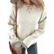 thumbnail image 3 of Suéteres para Mujer, Cuello Redondo Liso, Corte Holgado, Larga, Punto en Contraste, Jersey, Tops S, 3 of 9