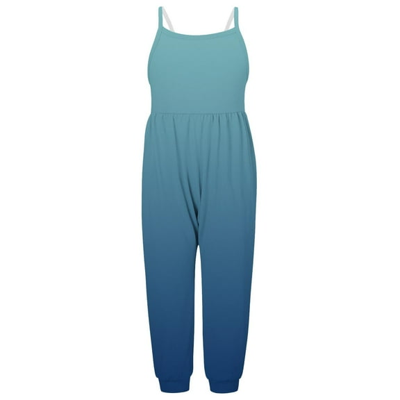 JWZUY ( 1-6 Years ) Toddler Girls Kids Gradient Jumpsuit Playsuit Strap Romper Summer Outfits Clothes Blue 2-3 Years