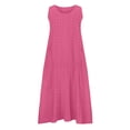thumbnail image 5 of onlyliua Summer Dresses for Women 2025 Sleeveless Crew Neck Solid Cutout Tank Dresse Beachwear Regular Fit Beachwear Cotton Stylish for Picnics and Outdoor Events Holiday Deals, 5 of 5