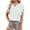 White, variant on Female T-Shirts Lightweight Notched V Neck Ruffle Flutter Short Sleeve Casual Loose Fit Work Home Vacation Top