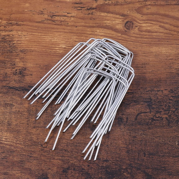PBPBOX 50Pcs Plated Silver Metal Garden Stakes for Anchoring Tents Canopies and Landscaping