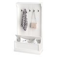 thumbnail image 1 of 3-in-1 Hall Tree with Coat Rack and Storage Bench, Cream White Entryway Organizer with 5 Metal Hooks and Hinged Seat, MDF Wood Bench for Hallway, Mudroom or Laundry Room, 1 of 7