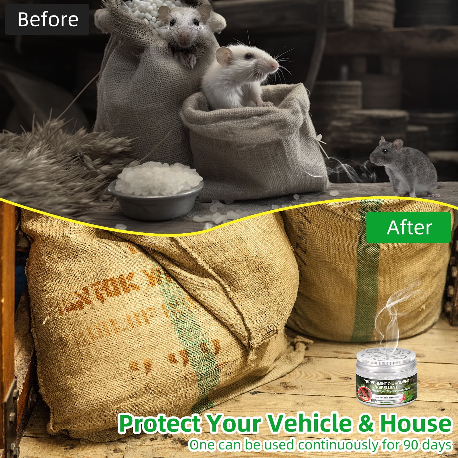 JLLOM Rodent Repellent, Car Engine Protection Humane Mouse Trap Alternative Effective Home Pest Control