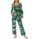 thumbnail image 4 of Puntoco Conjunto de pijama cómodo para mujer, conjunto de pijama informal de manga larga con estampado de moda para mujer y pantalones con bolsillos, 4 of 5