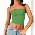 thumbnail image 7 of AKOEE Cotton Bandeau Tube Tops for Women Teens Y2k Cropped Going Out Tee Club Sleeveless Casual Base Undershirt (L, Green 01), 7 of 7