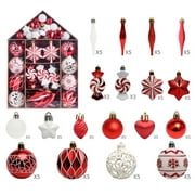 Jaspee Christmas Tree Ornament Plastic Hanging Ball Balls 72PCS Festival Red White Holiday Decoration